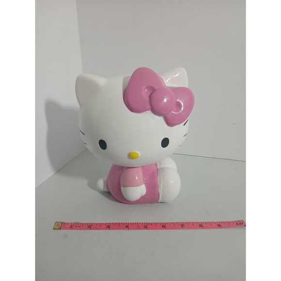 Sanrio Hello Kitty Sitting Ceramic Piggy Bank Pink Bow 8" Home Decor Kawaii - Picture 6 of 7